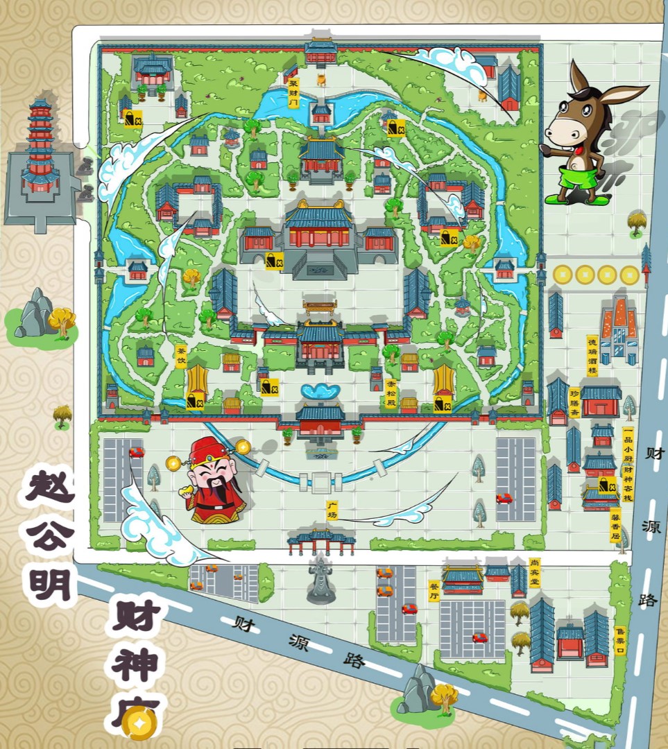 临泉寺庙类手绘地图